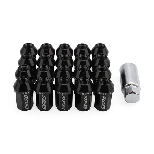Genuine Volk Racing Rays Lug Nuts - L42 Straight M12x1.5 Lug Nuts - Closed End - 7075 Aluminum Lug Nuts - Locking Lug Nuts - Lug Nuts - Black - 16 Lug + 4 Lock Set + 1 Key - 20 Count(Pack of 1)