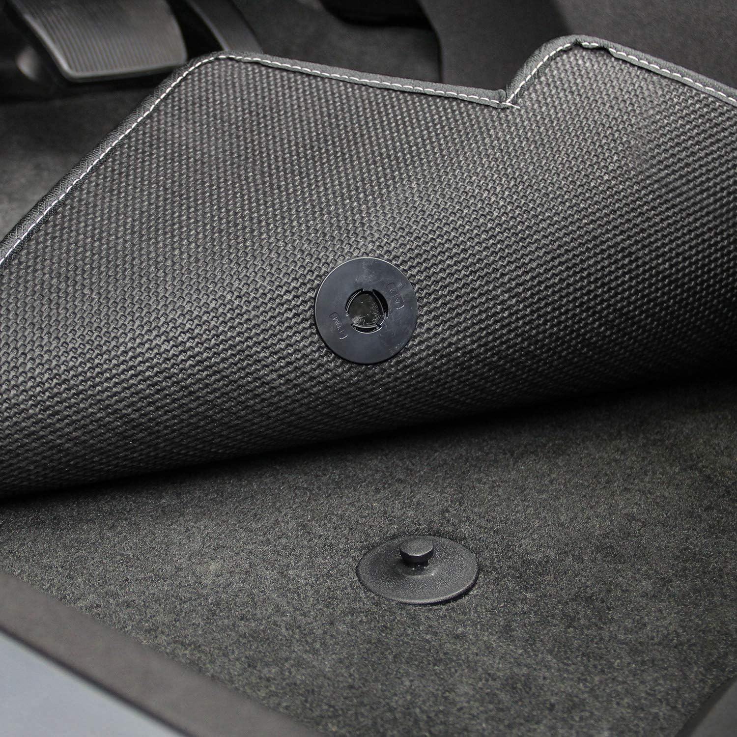 Lloyd Mats Custom-Fit Carpeted Floor Mats Premium Luxury Car Floor Liners for Cadillac ATS-V Coupe or Sedan 2016 (Charcoal, 2 PC - Sideways Logo)