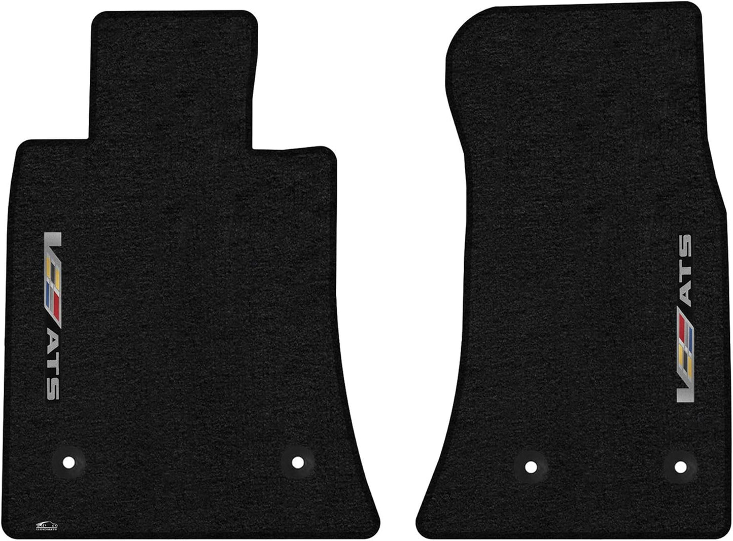Lloyd Mats Custom-Fit Carpeted Floor Mats Premium Luxury Car Floor Liners for Cadillac ATS-V Coupe or Sedan 2016 (Charcoal, 2 PC - Sideways Logo)